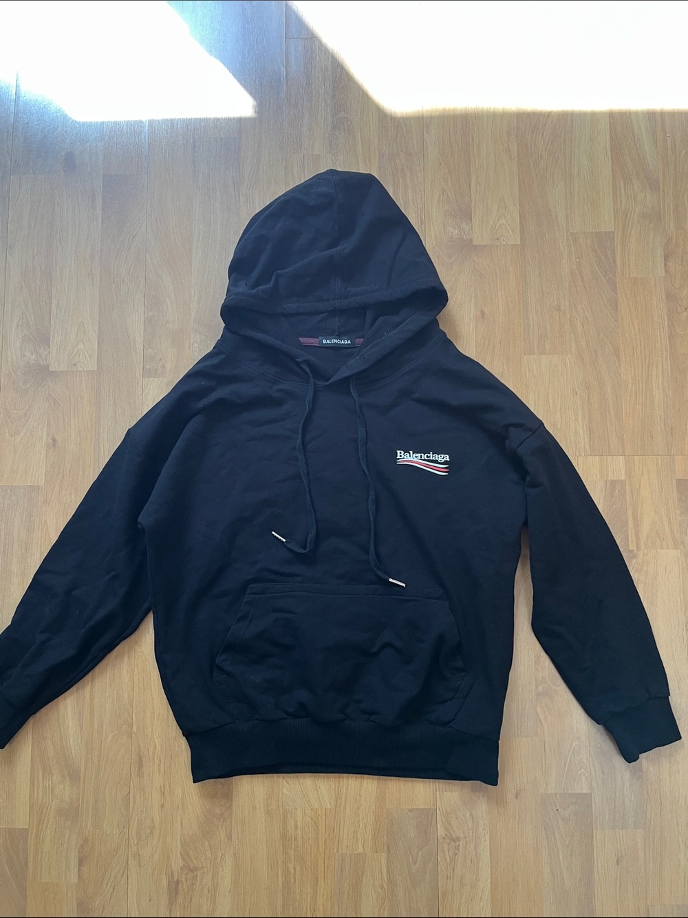 Balenciaga Black Pullover Hoodie with Subtle Logo